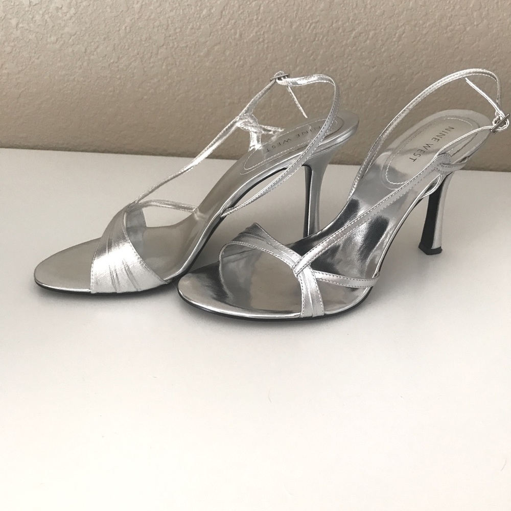 Nine West Strappy Silver Leather Sandal